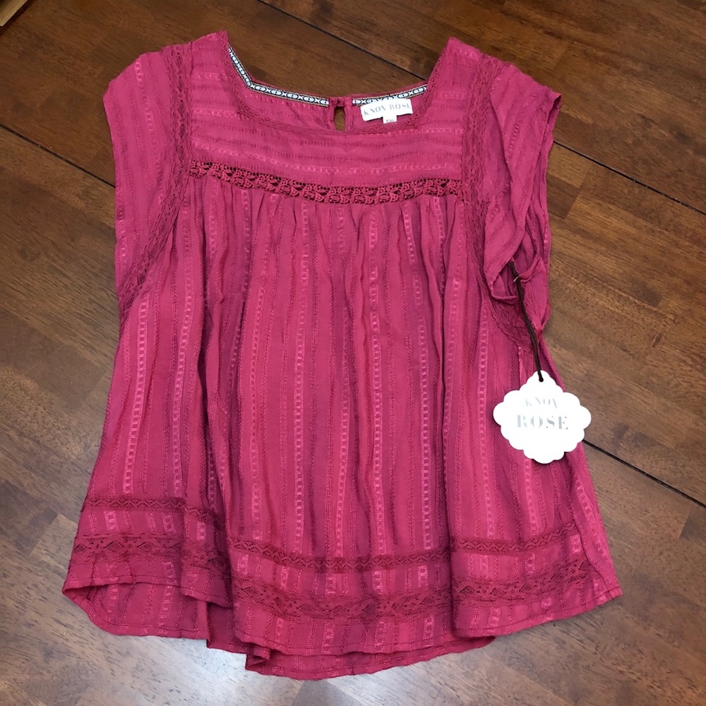 Wine-colored Peasant Top